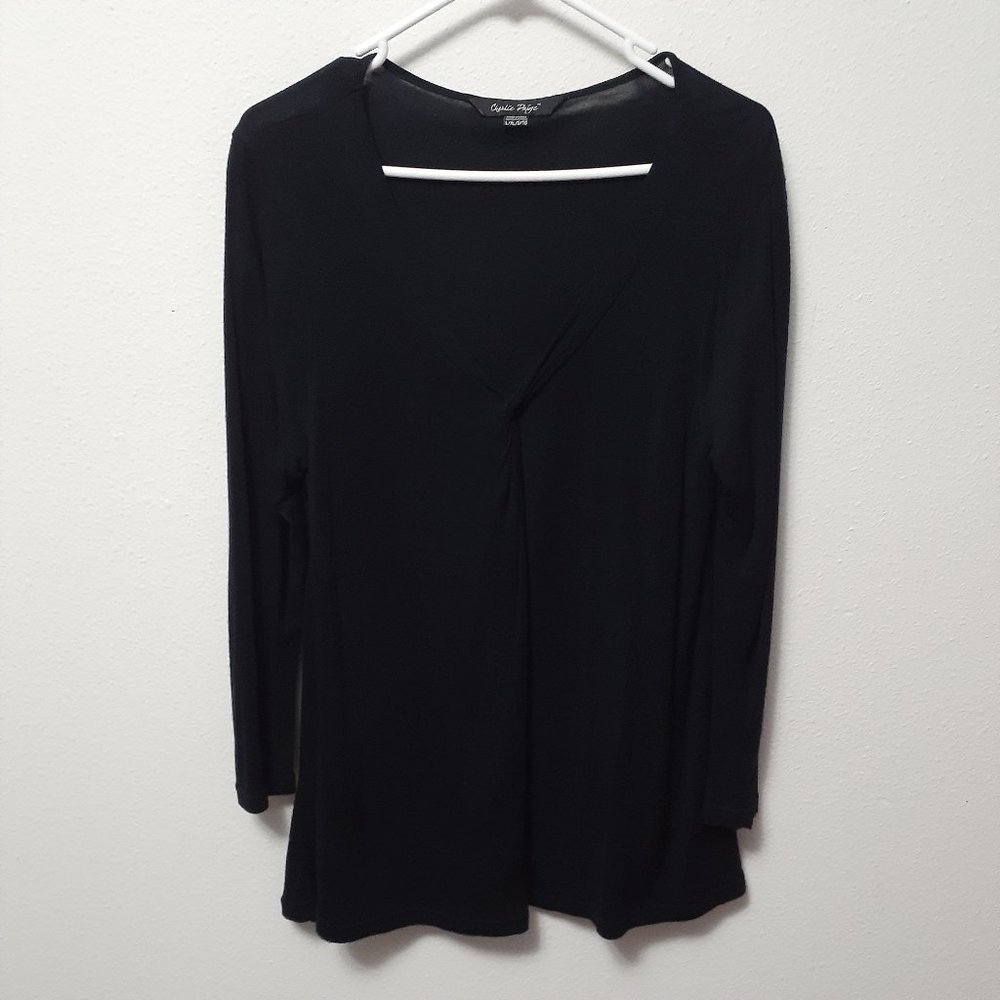 Charlie Paige Knot front Black long sleeve Top LG